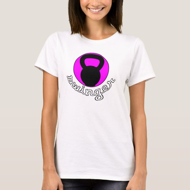 Swinger" T-tröja för damer Kettlebell " T-shirt (Framsida)
