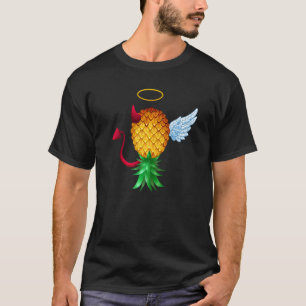 Swinger uppåt och nedåt ananas halv Djävulen T Shirt