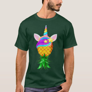 Swinger uppifrån och ned Pineapple Magic Unicorn H T Shirt