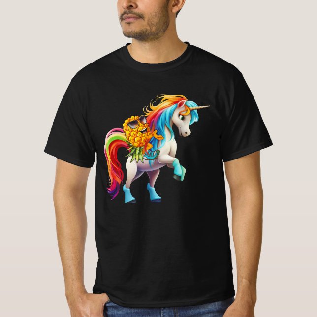 Swinger uppifrån och ned Pineapple Magic Unicorn R T Shirt (Framsida)