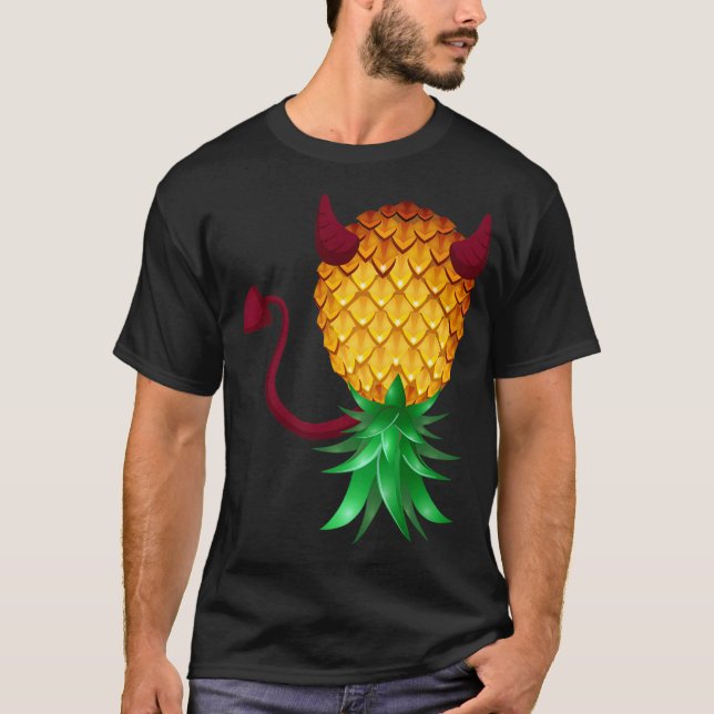 Swinger Upprop Down Bad Pineapple Djävulen Horn T Shirt (Framsida)