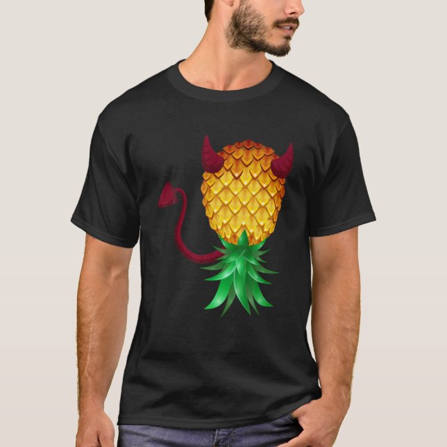Swinger Upprop Down Bad Pineapple Djävulen Horn T Shirt (Framsida)