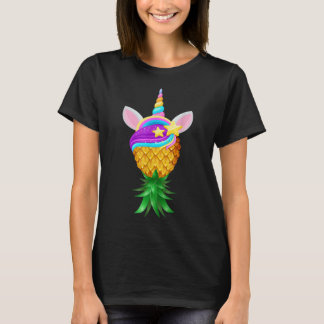 Swinger Upside Down Pineapple Magical Unicorn Head T Shirt