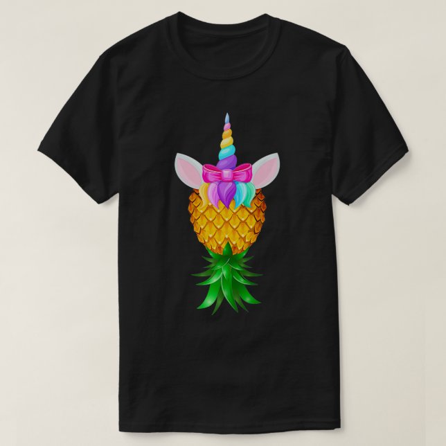 Swinger Upside Down Pineapple Magical Unicorn Rain T Shirt (Design framsida)