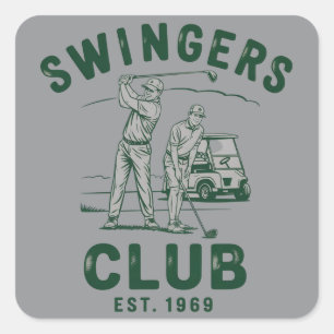 Swingersklubb Rollig Sarksatisk Golf Golfare Fyrkantigt Klistermärke