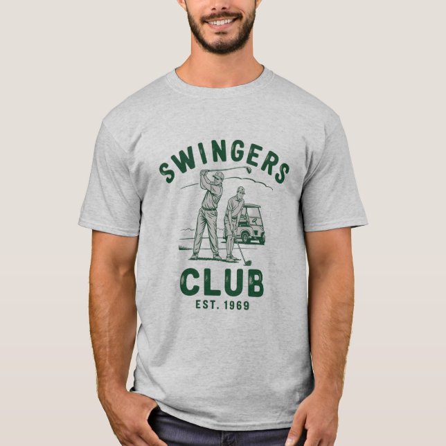 Swingersklubb Rollig Sarksatisk Golf Golfare T Shirt (Framsida)