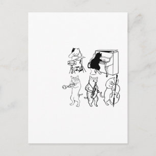 Swinging Cats Jazz Music Kattunge Funny Tecknad Vykort