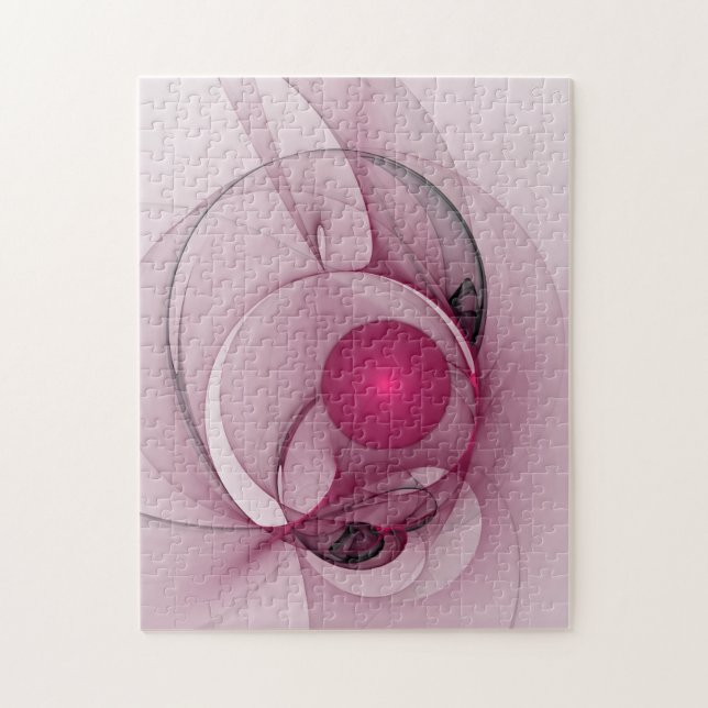 Swinging Fractal, Modern Abstrakt Berry Rosa Art Pussel (Vertikal)