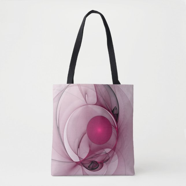Swinging Fractal, Modern Abstrakt Berry Rosa Art Tygkasse (Framsida)
