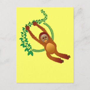 Swinging Orangutan Postcard Vykort