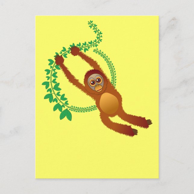 Swinging Orangutan Postcard Vykort (Framsida)