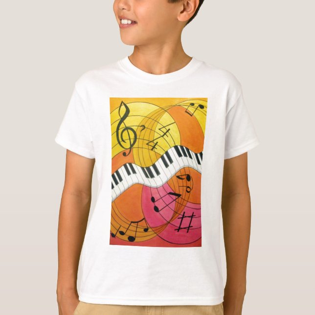 Swinging Piano Kids Sweatshirt T Shirt (Framsida)