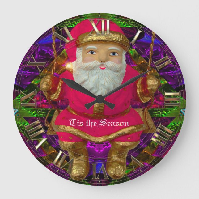 Swinging Santa Round (stor) Wall Clock Stor Klocka (Framsida)