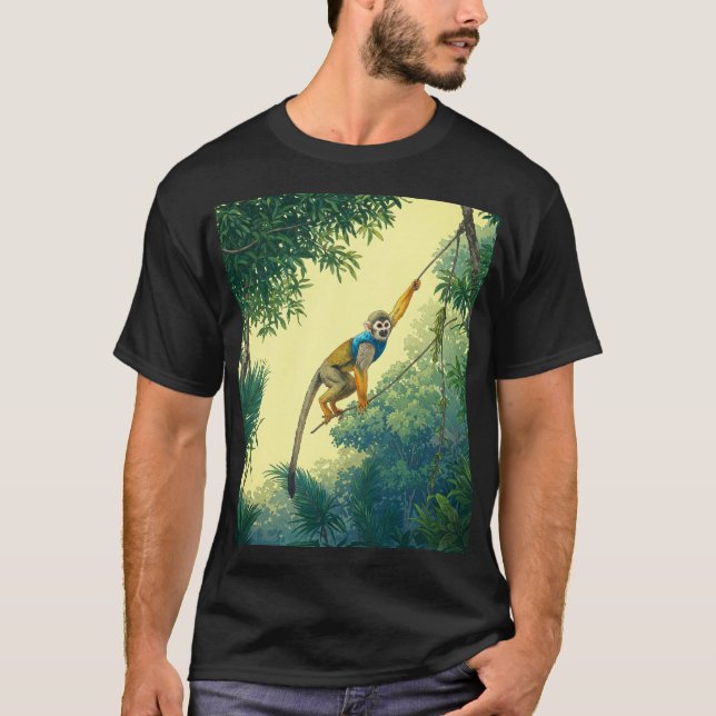 Swinging Squirrel Monkey Jungle T-shirt (Framsida)
