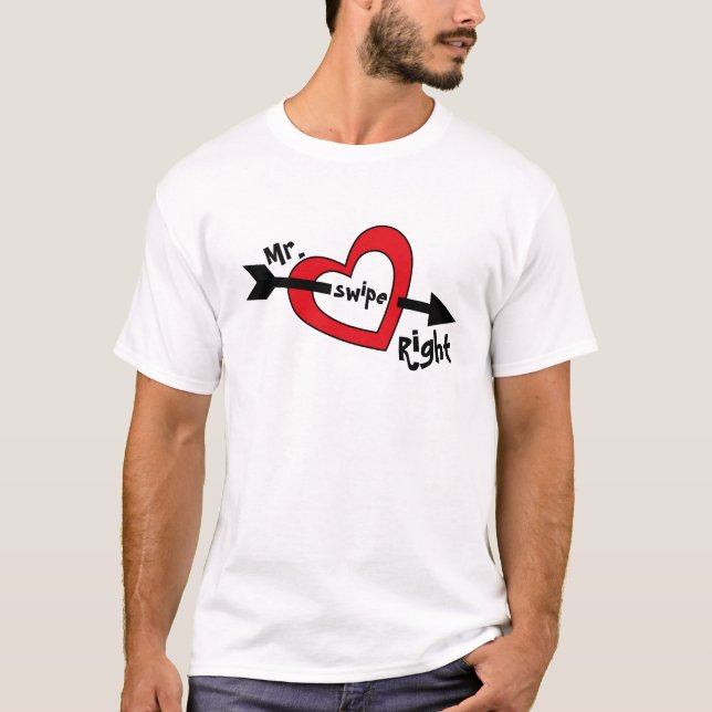 Swipe Höger Mobile Dating App Cute Design T Shirt (Framsida)