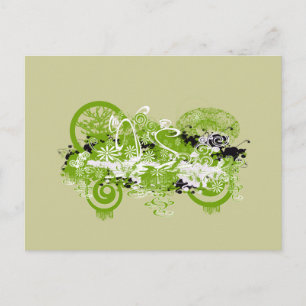 Swirblommig design vykort