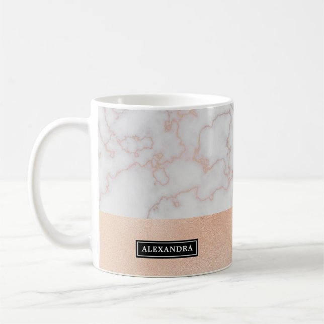 Swirerad Ro Guld Marble Titta på Namn-kaffe Mugg (Vänster)