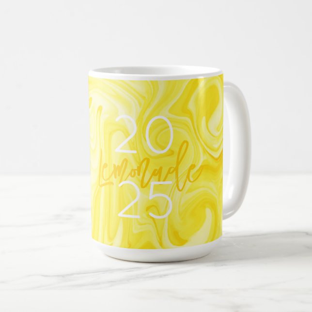 Swirl Art LEMONADE Gult Preppy Modern YEAR-Roligt Kaffemugg (Framsida höger)