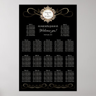 Swirl Black Bröllop-sätet i Elegant Poster