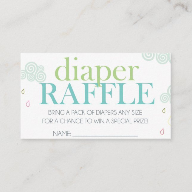Swirl Cloud Baby Sprinkle Diaper Raffle Biljett (Framsida)