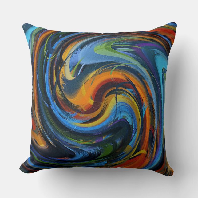 Swirl Colorful Abstrakt Art Kudde (Framsida)