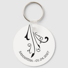 Swirl Elegant Ornament Horror Black Gothic Nyckelring