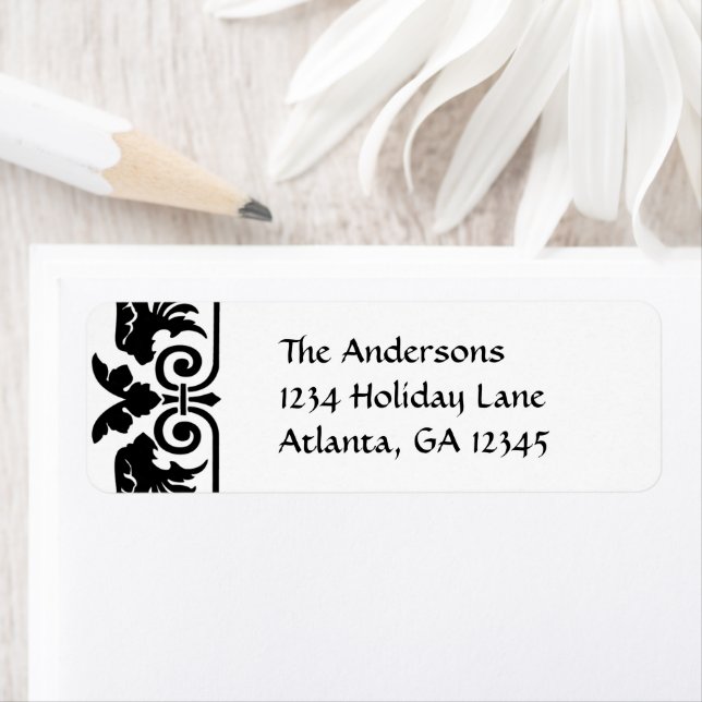 Swirl-etiketter för fartygsetiketter i Vinatge Art Returadress Etikett (Insitu)