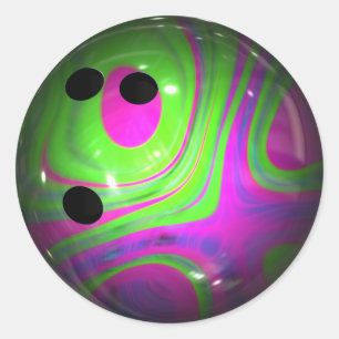 Swirl Färg Bowling Ball Runt Klistermärke