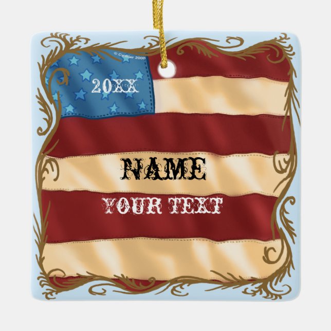 Swirl Flagga Julgransprydnad Keramik (Framsida)