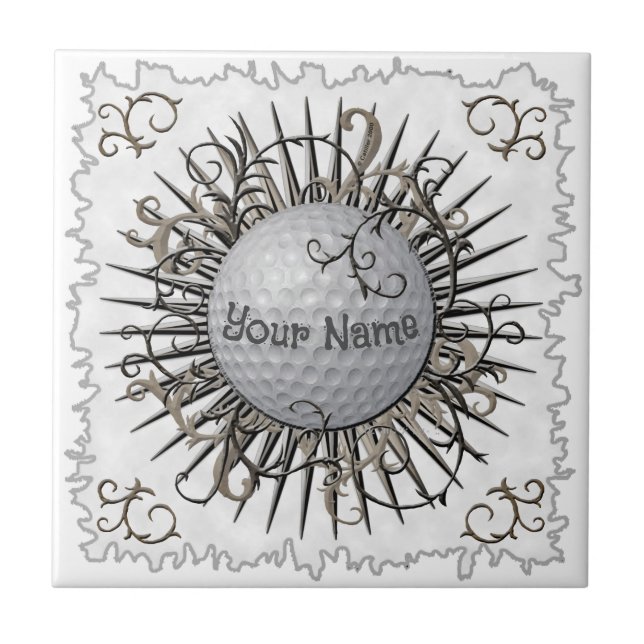 Swirl Golf golfer tile Kakelplatta (Framsidan)