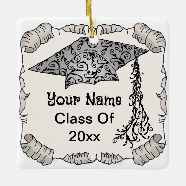 Swirl Grad Cap Studenten ornament (Framsida)