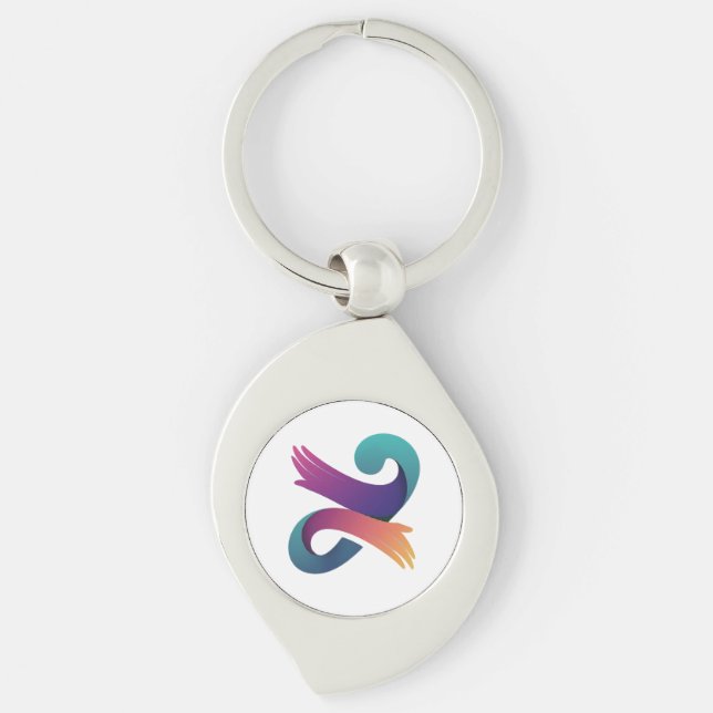 Swirl Graphic Hand Silverfärgad Nyckelring (Framsidan)