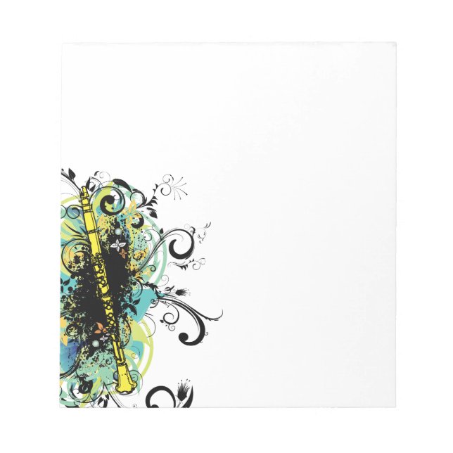 Swirl Grunge Clarinet Anteckningsblock (Framsida)