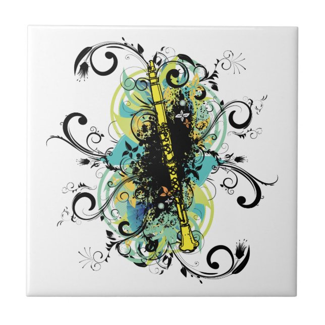 Swirl Grunge Clarinet Kakelplatta (Framsidan)