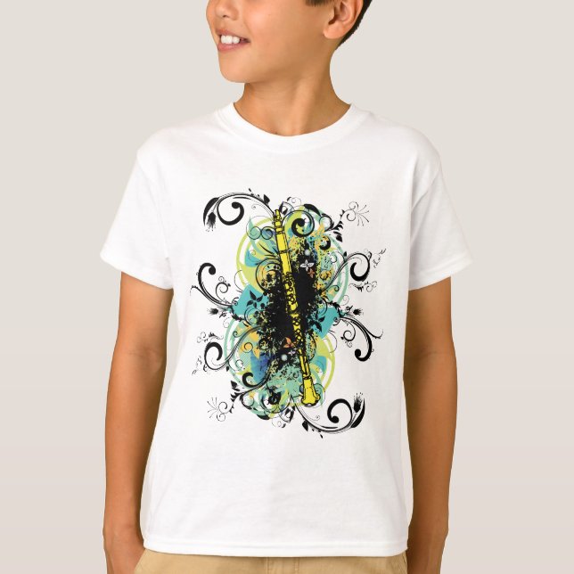 Swirl Grunge Clarinet T Shirt (Framsida)