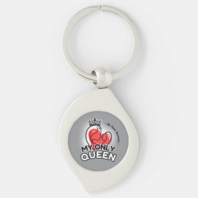 Swirl Keychain : My Only Queen (grått) Silverfärgad Nyckelring (Framsidan)