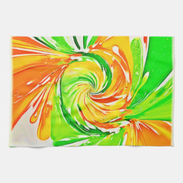 Swirl-konst av kraftig Grönt-Orange Kökshandduk
