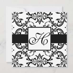 Swirl-mocka för Monogram bröllopsinbjudan Inbjudningar