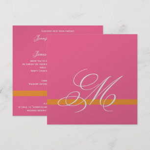 Swirl Monogram bröllopsinbjudan Rosa Silver Inbjudningar
