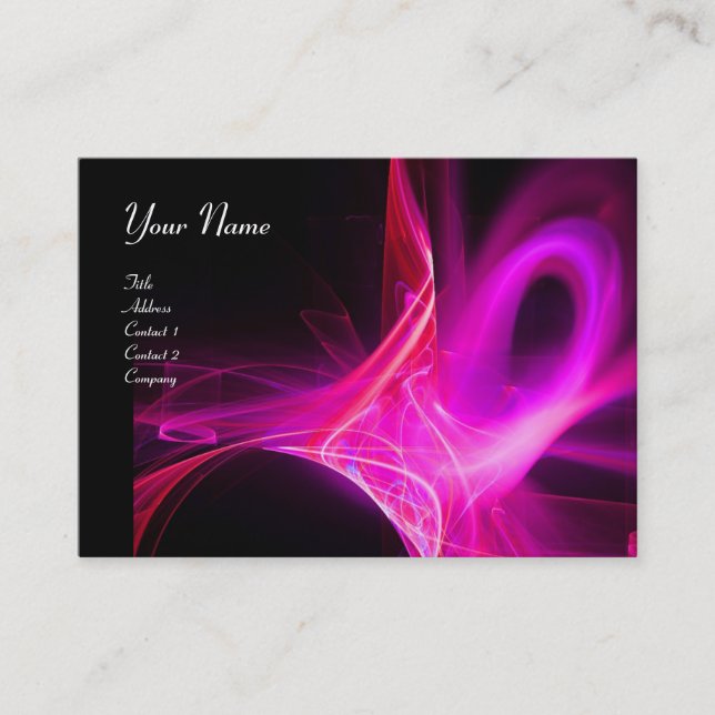 SWIRL MONOGRAM Vibrant black rosa violet Visitkort (Framsida)