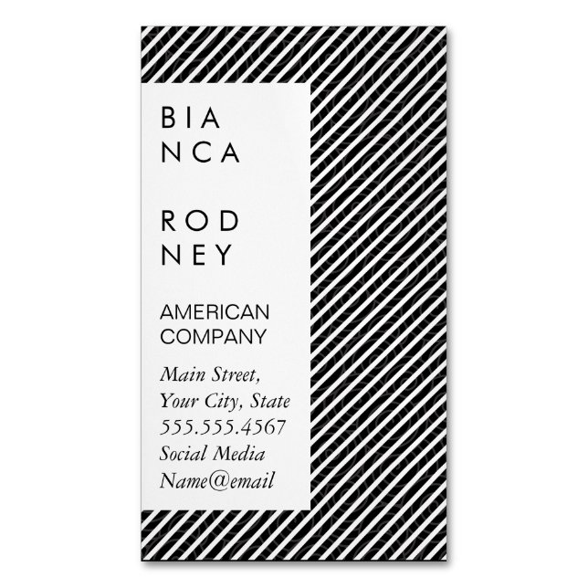 Swirl Mönster och Rand Magnetiska Visitkort (Framsida vertikal)