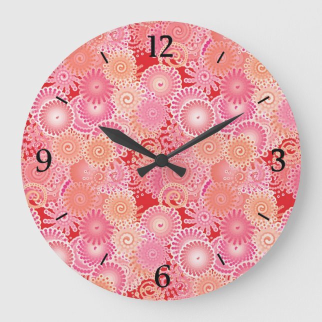 Swirl mönster, rosa, korall, persikor och grädde stor klocka (Framsida)