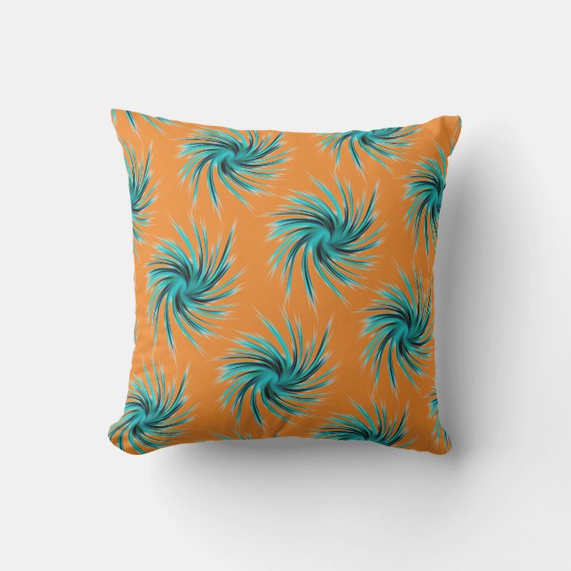 Swirl Mönster - Teal Grönt Blue Orange Gult Kudde (Framsida)