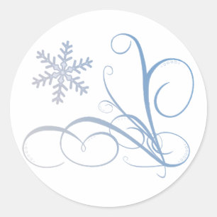 Swirl och snöflingor runt klistermärke