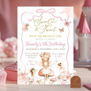 Swirl och Twirl Fairy Birthday bjudande Inbjudningar