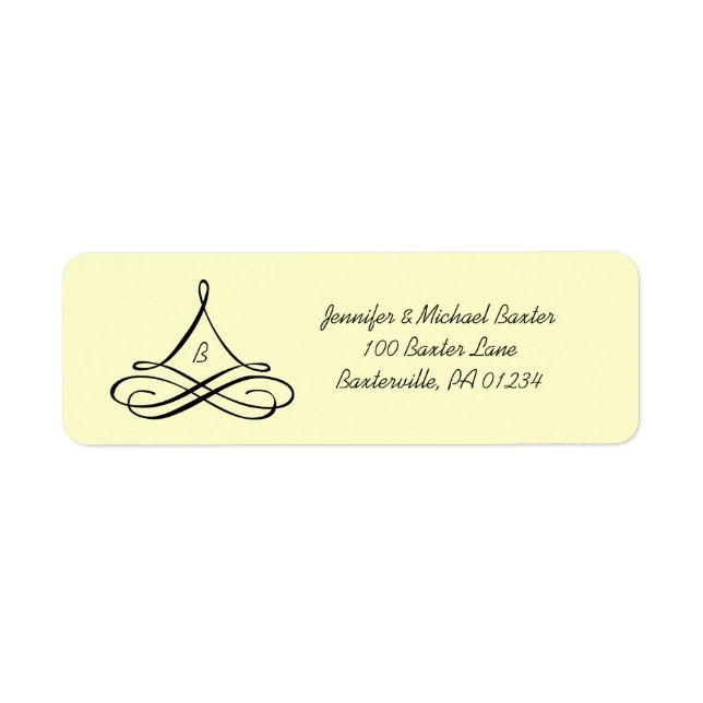 Swirl Ornament Address Label Stickers Returadress Etikett (Framsidan)