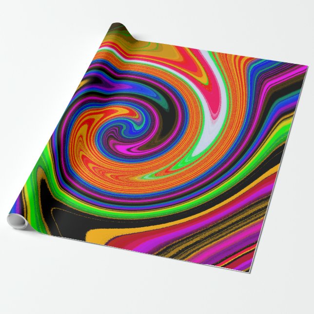 Swirl Retro-Orange Presentpapper (Utrullad)