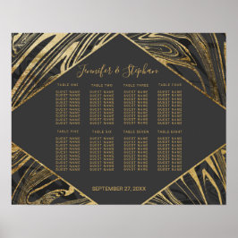 Swirl-sätesdiagram för Modern svart Grått Guld Poster