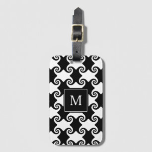 Swirl Shapes Celtic like Monogram Luggage Tag Bagagebricka