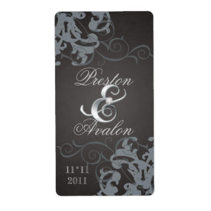 Swirl Silver, jude Bröllop Vin-etikett Fraktsedel